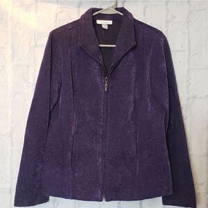 DRESSBARN Paisley Brushed Tapestry Zip Front Jacket